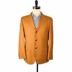 Cuseri Sport Coat Mens IT 52 / Approx US 38 Orange Wool Three Button Italy Made